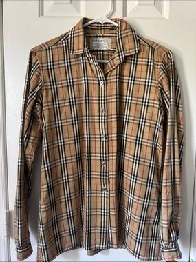 Burberry Vintage Beige Nova Check Long Sleeve Button-Down Shirt